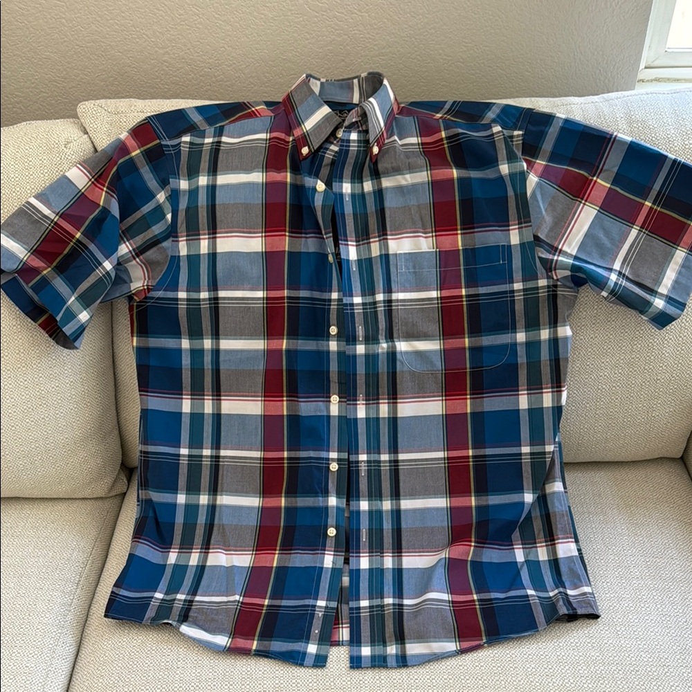 Jos. A. Bank Blue and Red Plaid Button Down Shirt